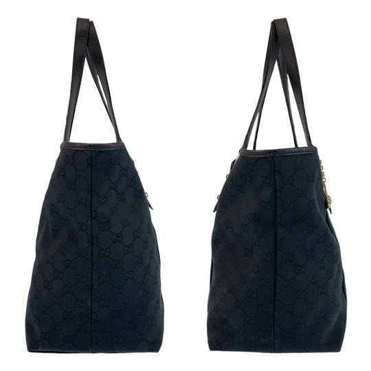 GUCCI Tote Bag 139260 GG canvas, leather black Tote Bag Shoulder Bag Sherry line Women Used Authentic