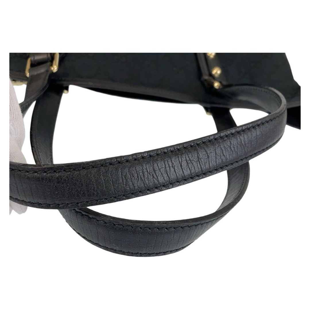 GUCCI Tote Bag 139260 GG canvas, leather black Tote Bag Shoulder Bag Sherry line Women Used Authentic