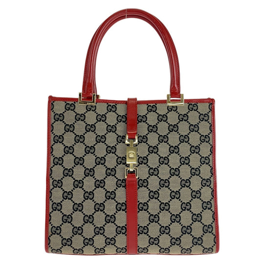 GUCCI Tote Bag 002 1065 GG canvas, leather Red gray Tote Bag handbag Jackie Women Used Authentic