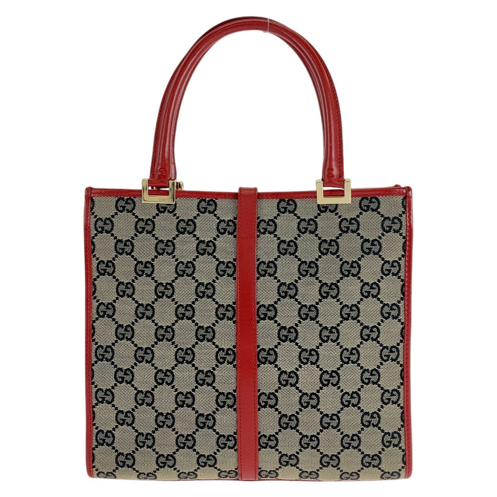 GUCCI Tote Bag 002 1065 GG canvas, leather Red gray Tote Bag handbag Jackie Women Used Authentic