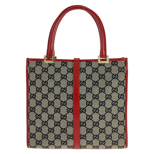 GUCCI Tote Bag 002 1065 GG canvas, leather Red gray Tote Bag handbag Jackie Women Used Authentic