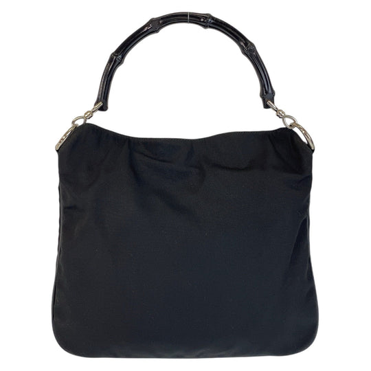 GUCCI Handbag 001 1638 Nylon, Bamboo black Handbag Bamboo Women Used Authentic