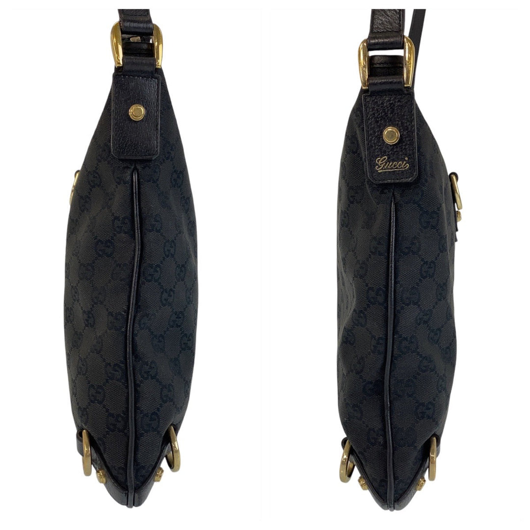 GUCCI Shoulder Bag 131326 GG canvas, leather black Crossbody Shoulder Bag Messenger Bag Abbey Women Used Authentic