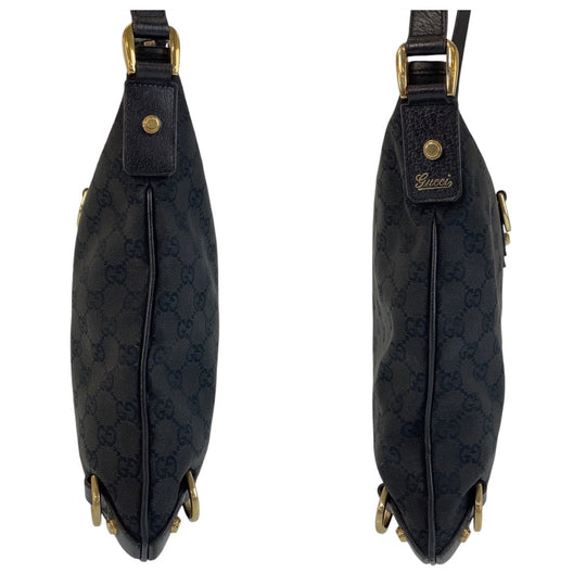 GUCCI Shoulder Bag 131326 GG canvas, leather black Crossbody Shoulder Bag Messenger Bag Abbey Women Used Authentic