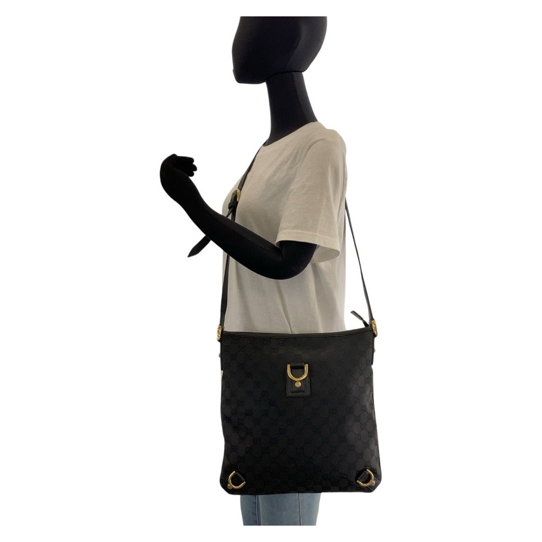 GUCCI Shoulder Bag 131326 GG canvas, leather black Crossbody Shoulder Bag Messenger Bag Abbey Women Used Authentic