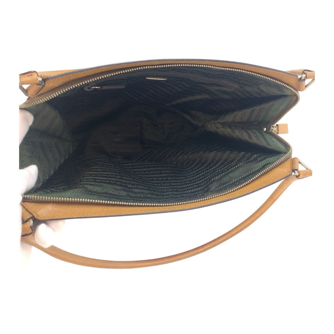PRADA Shoulder Bag leather Brown Shoulder Bag Tote Bag Women Used Authentic