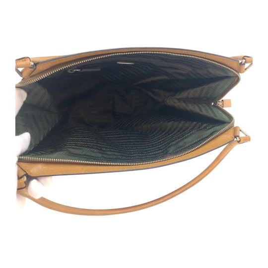 PRADA Shoulder Bag leather Brown Shoulder Bag Tote Bag Women Used Authentic
