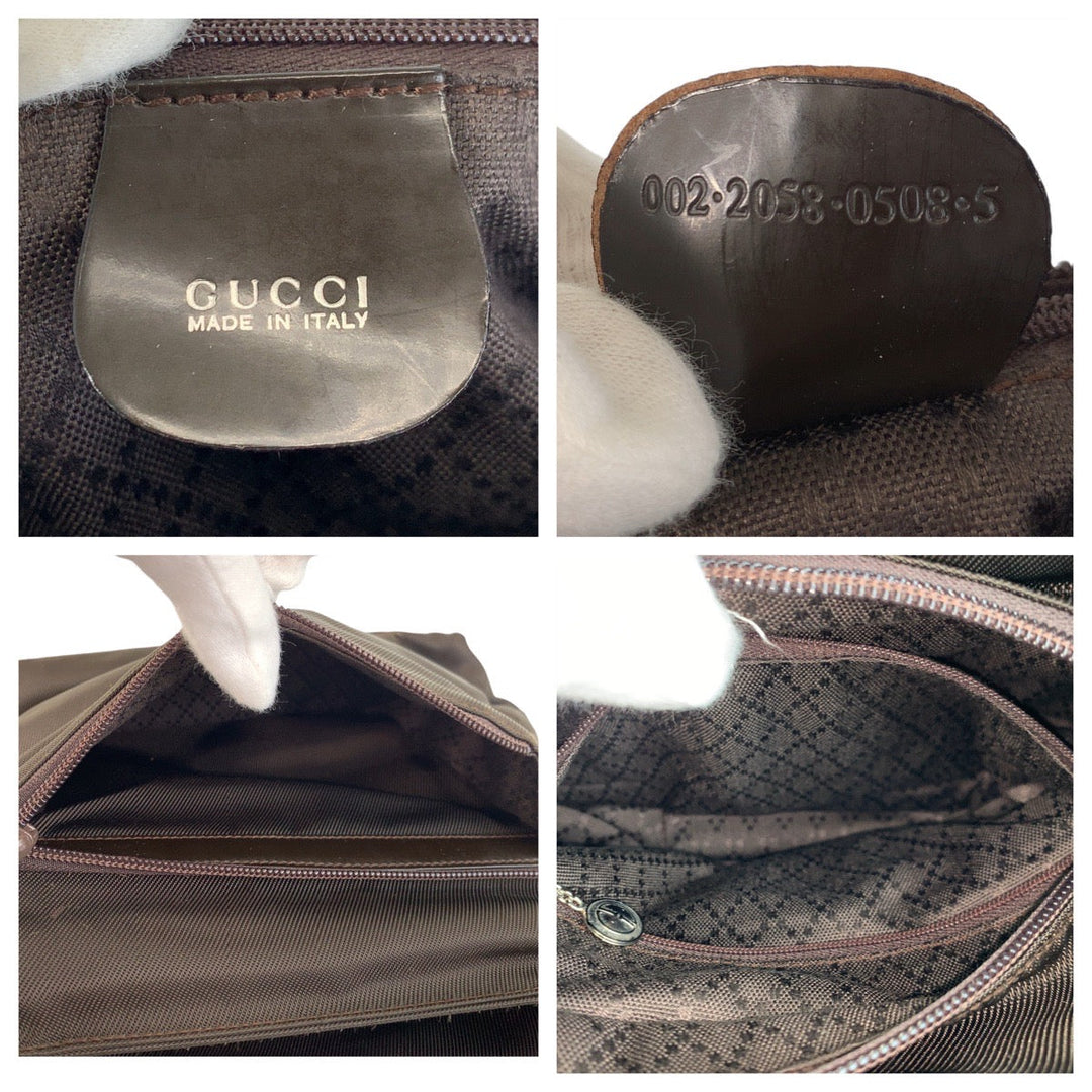 GUCCI Handbag 002 2058 0508 5 Nylon, Bamboo Brown Silver Metal Handbag Shoulder Bag 2way Bamboo Women Used Authentic