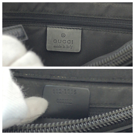 GUCCI Tote Bag 002 1015 GG canvas Black Silver Metal Tote Bag handbag Bamboo Women Used Authentic