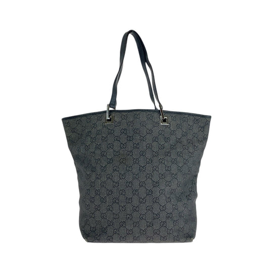 GUCCI Tote Bag 31243 GG canvas, leather BlackSilverMetal Tote Bag Shoulder Bag Women Used Authentic