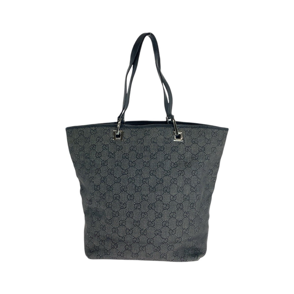 GUCCI Tote Bag 31243 GG canvas, leather BlackSilverMetal Tote Bag Shoulder Bag Women Used Authentic