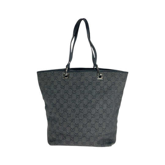 GUCCI Tote Bag 31243 GG canvas, leather BlackSilverMetal Tote Bag Shoulder Bag Women Used Authentic