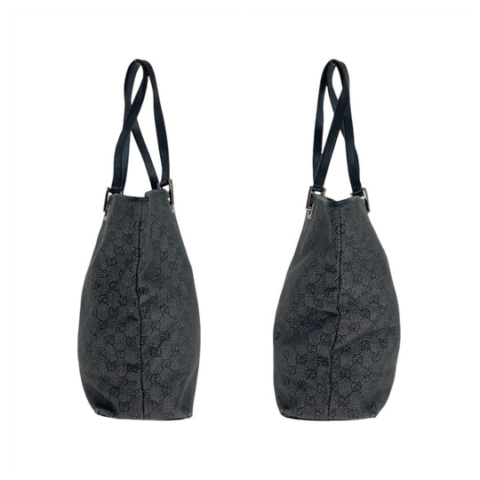GUCCI Tote Bag 31243 GG canvas, leather BlackSilverMetal Tote Bag Shoulder Bag Women Used Authentic