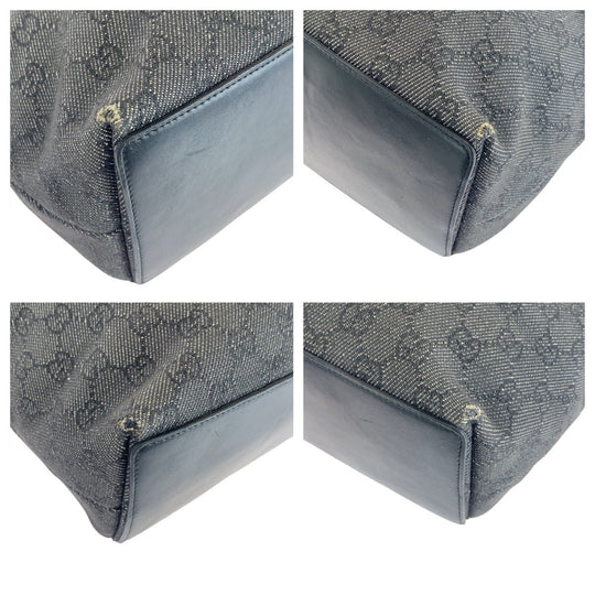 GUCCI Tote Bag 31243 GG canvas, leather BlackSilverMetal Tote Bag Shoulder Bag Women Used Authentic