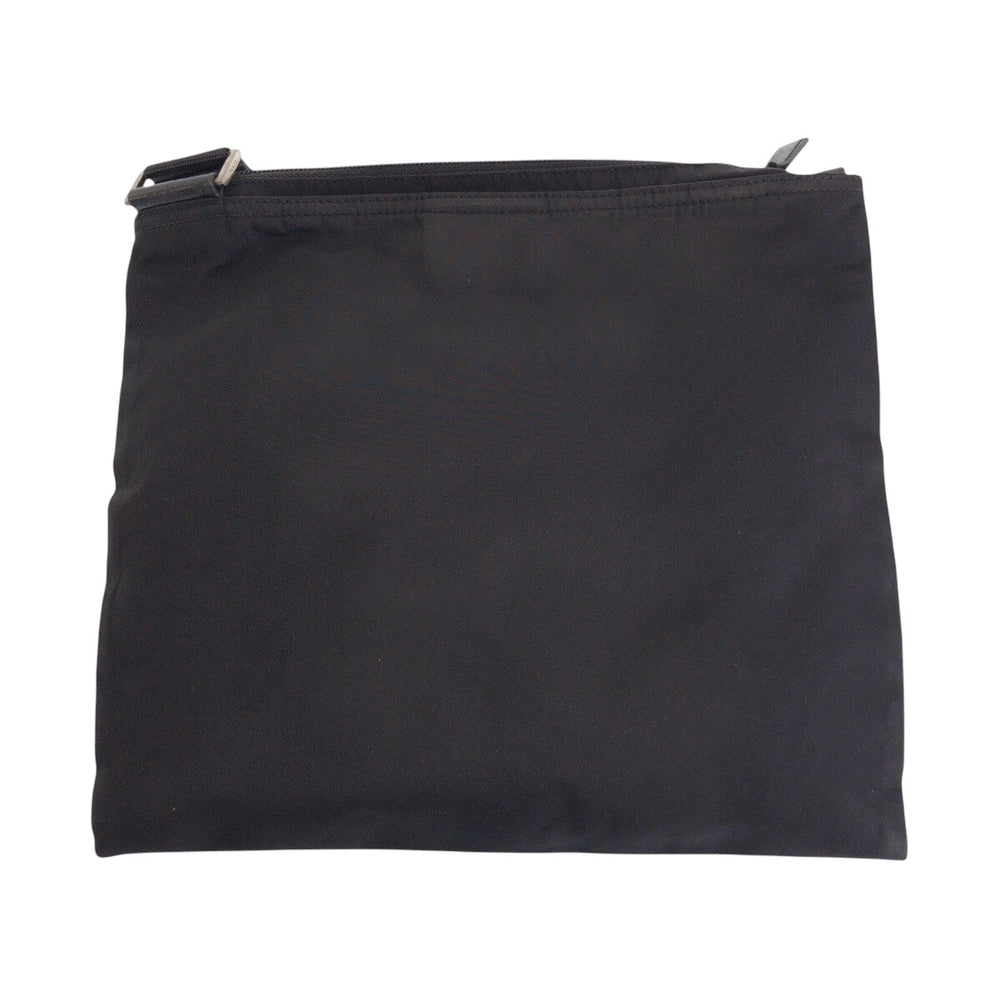 PRADA Shoulder Bag Nylon BlackSilverMetal Crossbody Shoulder Bag Test Triangle With logo Women Used Authentic