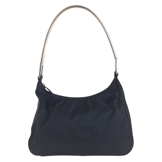 PRADA Shoulder Bag Nylon, Plastic BlackSilverMetal Test Triangle With logo Women Used Authentic