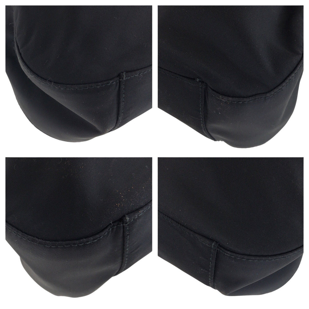 PRADA Shoulder Bag Nylon, Plastic BlackSilverMetal Test Triangle With logo Women Used Authentic