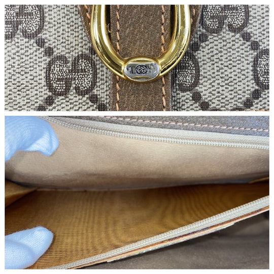 GUCCI Shoulder Bag 904 02 050 GG Supreme canvas, leather Beige Gold Metal Crossbody Shoulder Bag Messenger Bag Old Gucci Women Used Authentic