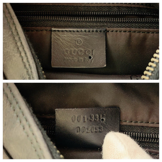 GUCCI Shoulder Bag 001 3315 Canvas, Leather BlackSilverMetal Shoulder Bag handbag Women Used Authentic