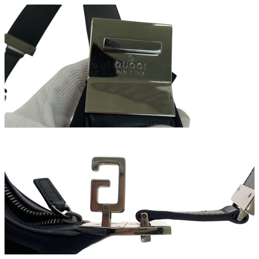 GUCCI Shoulder Bag 001 3315 Canvas, Leather BlackSilverMetal Shoulder Bag handbag Women Used Authentic