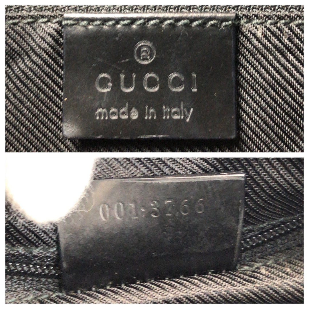 GUCCI Shoulder Bag 001 3766 GG canvas, leather Gray Black Silver Metal Shoulder Bag Women Used Authentic