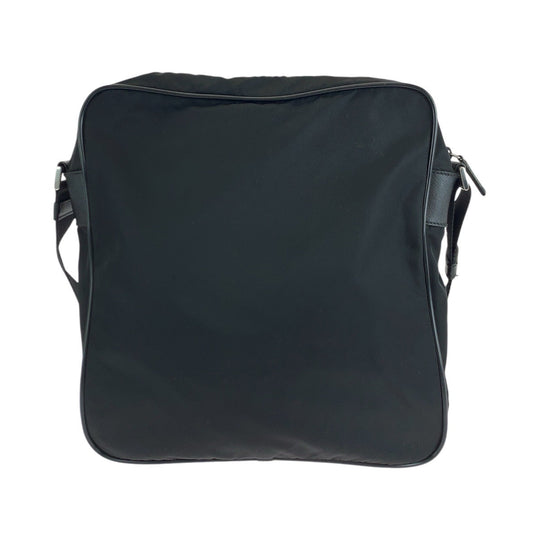 PRADA Shoulder Bag Nylon, Leather BlackSilverMetal Shoulder Bag Pochette Unisex Test Triangle With logo Women Used Authentic