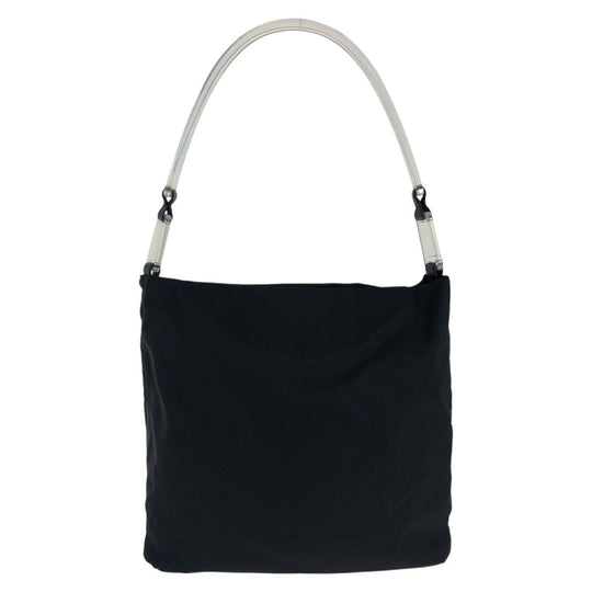 PRADA Shoulder Bag Nylon, Plastic BlackSilverMetal Test Triangle With logo Women Used Authentic