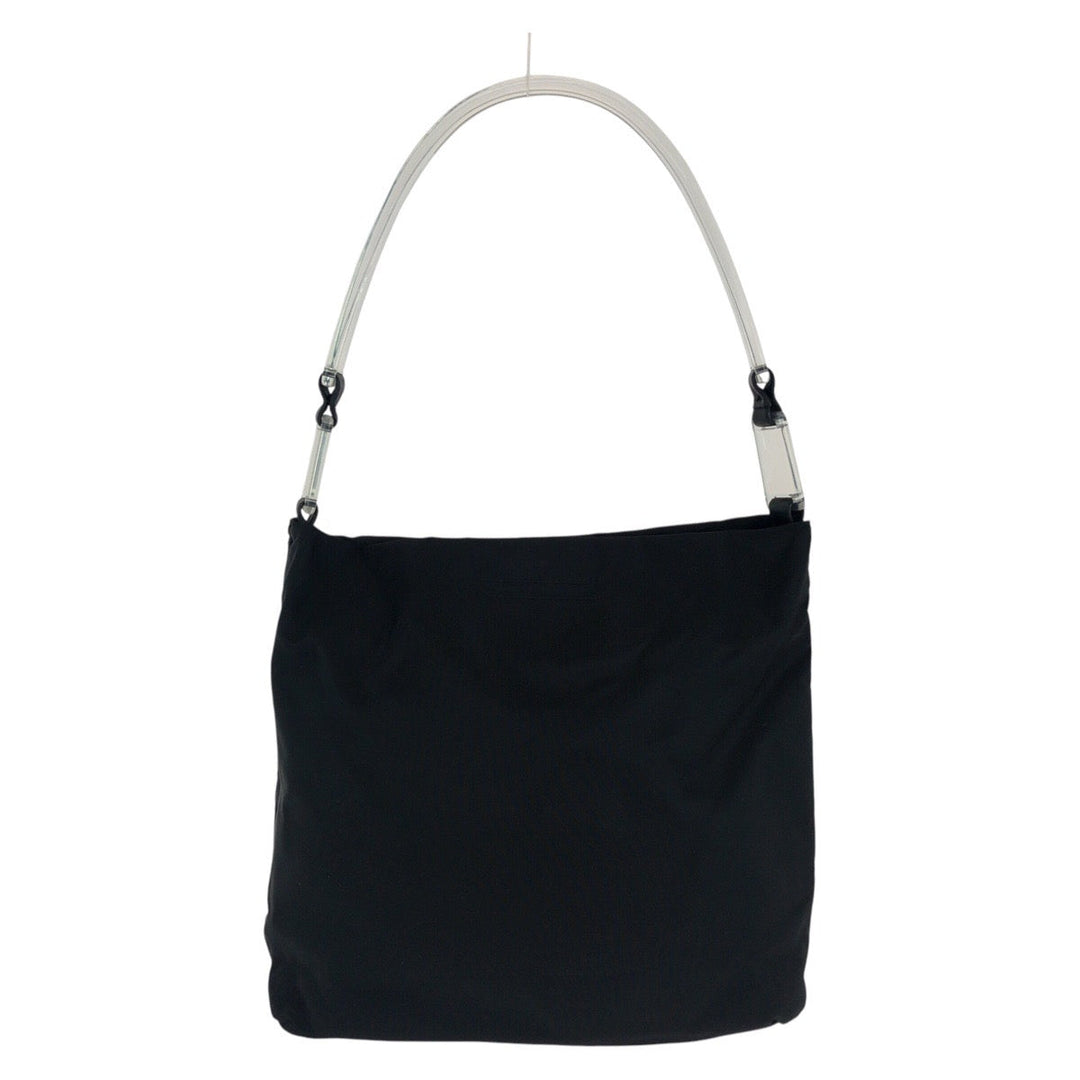 PRADA Shoulder Bag Nylon, Plastic BlackSilverMetal Test Triangle With logo Women Used Authentic