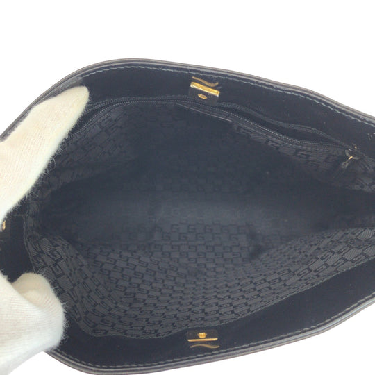 GUCCI Shoulder Bag 001 4231 Enamel, Canvas Black Gold Metal Sherry line Women Used Authentic