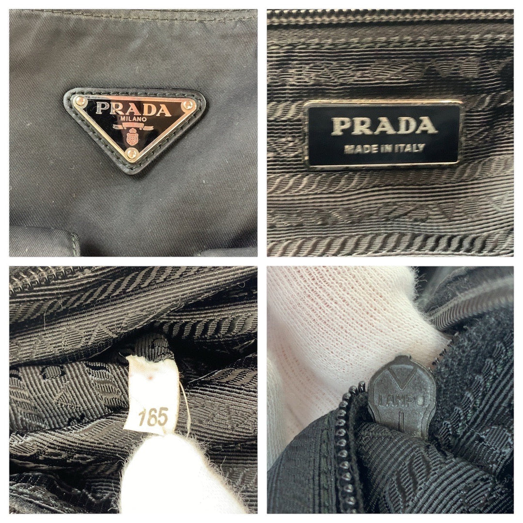 PRADA Shoulder Bag Nylon BlackSilverMetal Shoulder Bag Messenger Bag Unisex Test Triangle With logo Women Used Authentic