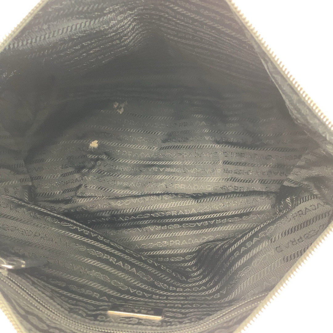 PRADA Shoulder Bag Nylon BlackSilverMetal Shoulder Bag Messenger Bag Unisex Test Triangle With logo Women Used Authentic