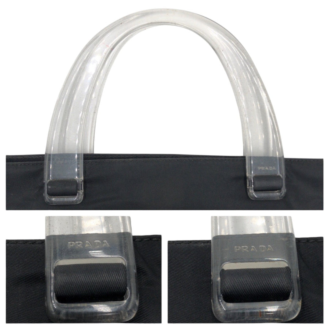 PRADA Handbag Nylon Black black Handbag Tote Bag Test Triangular logo Women Used Authentic