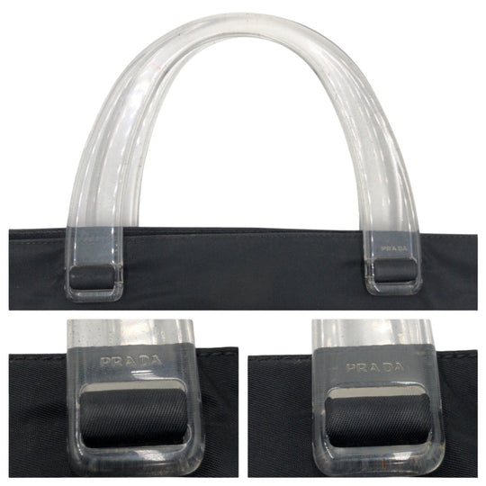 PRADA Handbag Nylon Black black Handbag Tote Bag Test Triangular logo Women Used Authentic