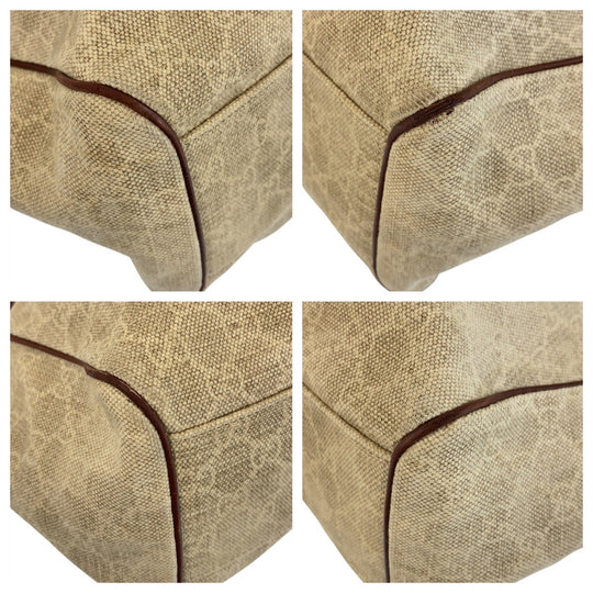 GUCCI Tote Bag 211944 GG canvas, leather Beige Brown Gold Metal Tote Bag Shoulder Bag Sukey Women Used Authentic