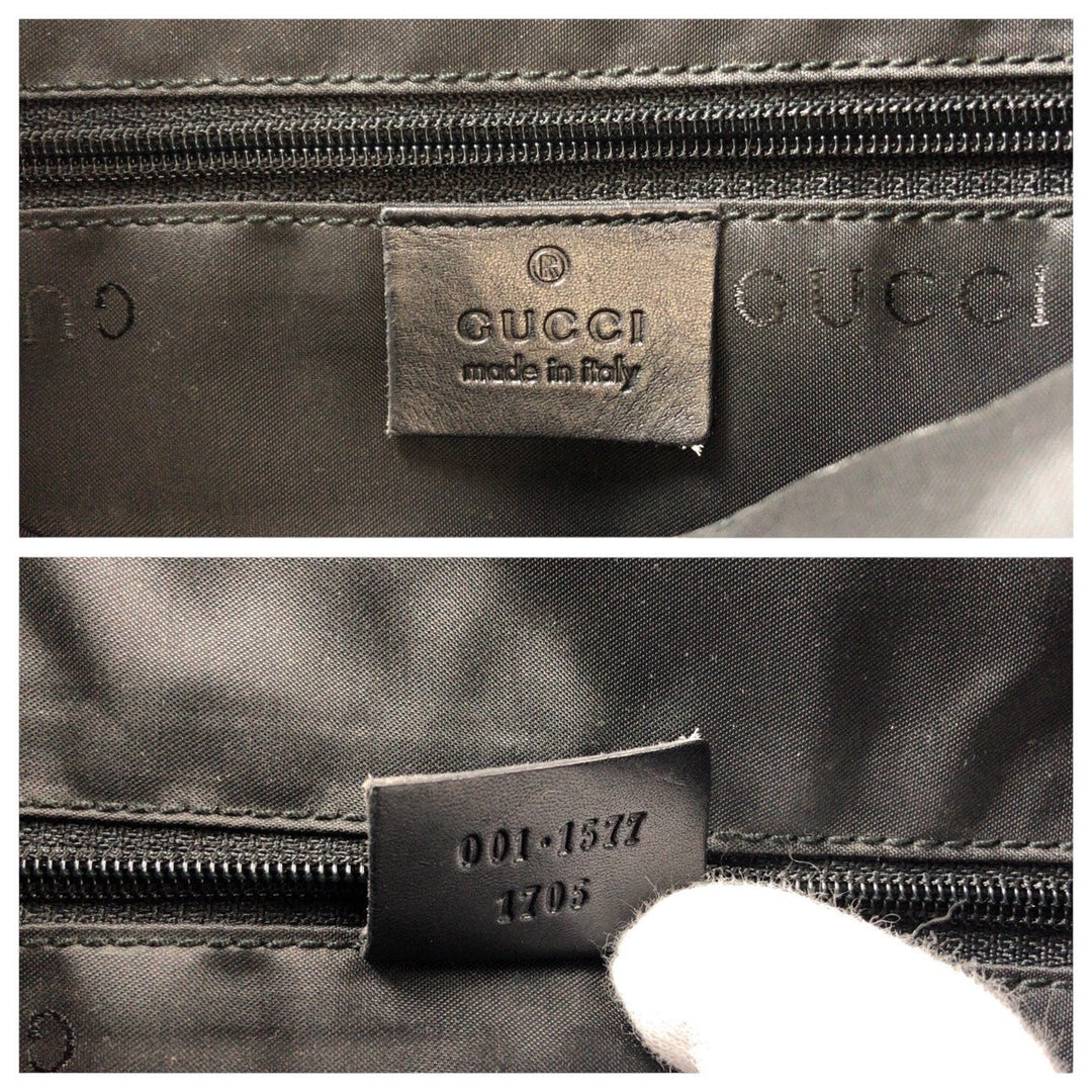 GUCCI Shoulder Bag 001 1577 leather BlackSilverMetal Shoulder Bag 2way Bamboo Women Used Authentic