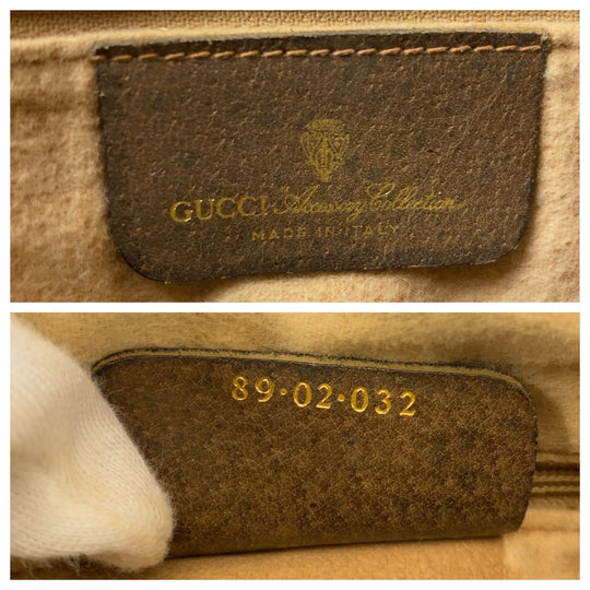 GUCCI Shoulder Bag 89 02 032 GG Supreme canvas, leather Beige Brown Gold Metal Crossbody Shoulder Bag Pochette Sherry Line Old Gucci Women Used Authentic