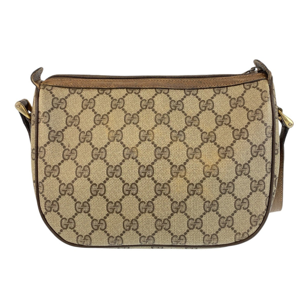 GUCCI Shoulder Bag 89 02 032 GG Supreme canvas, leather Beige Brown Gold Metal Crossbody Shoulder Bag Pochette Sherry Line Old Gucci Women Used Authentic