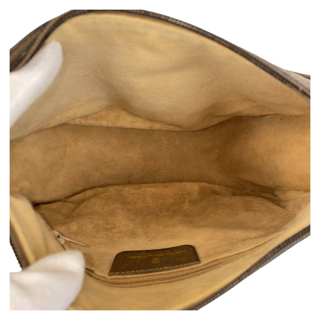 GUCCI Shoulder Bag 89 02 032 GG Supreme canvas, leather Beige Brown Gold Metal Crossbody Shoulder Bag Pochette Sherry Line Old Gucci Women Used Authentic