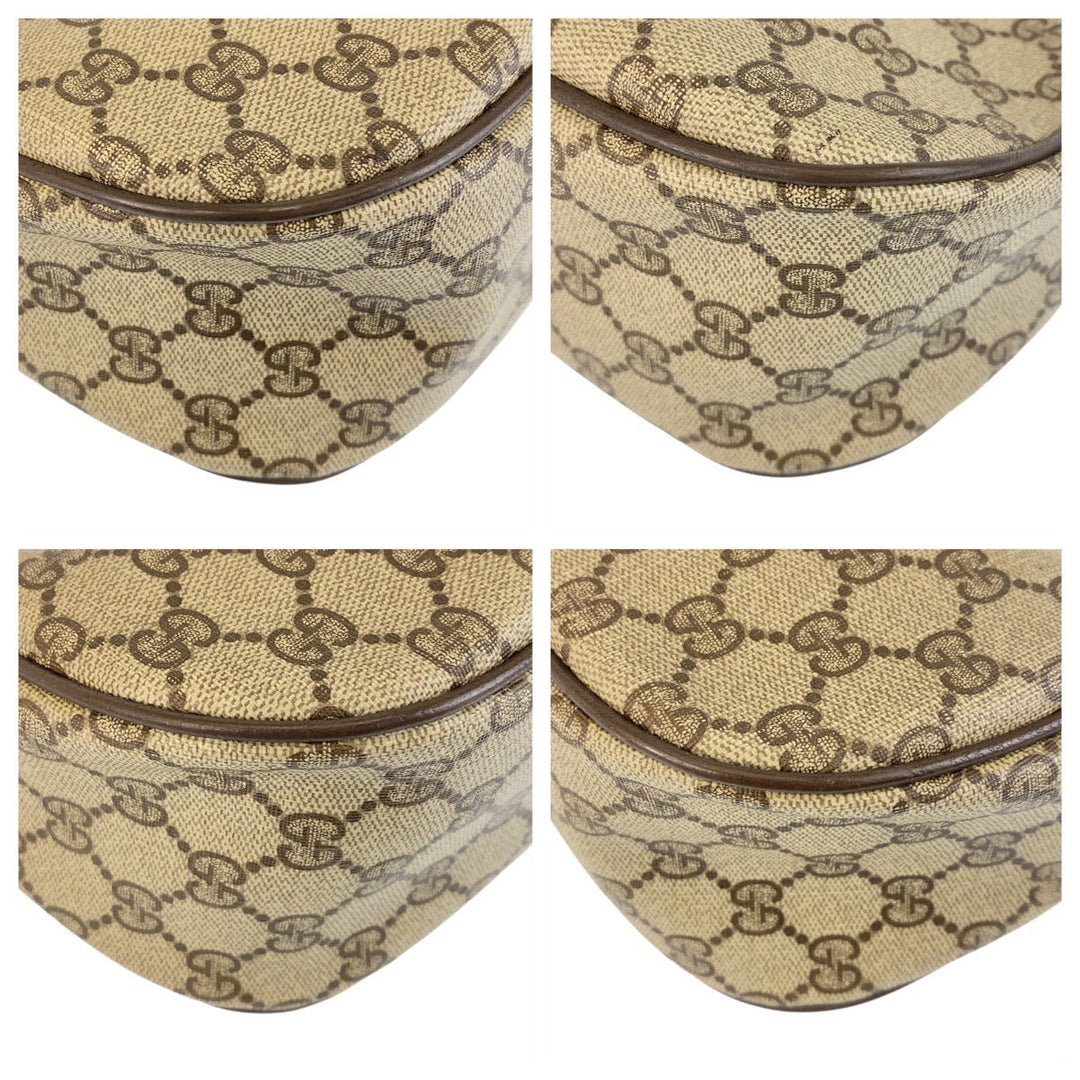 GUCCI Shoulder Bag 89 02 032 GG Supreme canvas, leather Beige Brown Gold Metal Crossbody Shoulder Bag Pochette Sherry Line Old Gucci Women Used Authentic