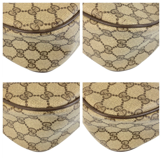 GUCCI Shoulder Bag 89 02 032 GG Supreme canvas, leather Beige Brown Gold Metal Crossbody Shoulder Bag Pochette Sherry Line Old Gucci Women Used Authentic