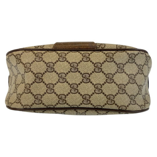 GUCCI Shoulder Bag 89 02 032 GG Supreme canvas, leather Beige Brown Gold Metal Crossbody Shoulder Bag Pochette Sherry Line Old Gucci Women Used Authentic
