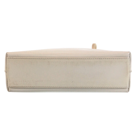 PRADA Handbag Patent leather White SilverMetal Handbag mini Tote Bag Women Used Authentic