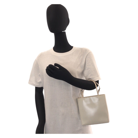 PRADA Handbag Patent leather White SilverMetal Handbag mini Tote Bag Women Used Authentic