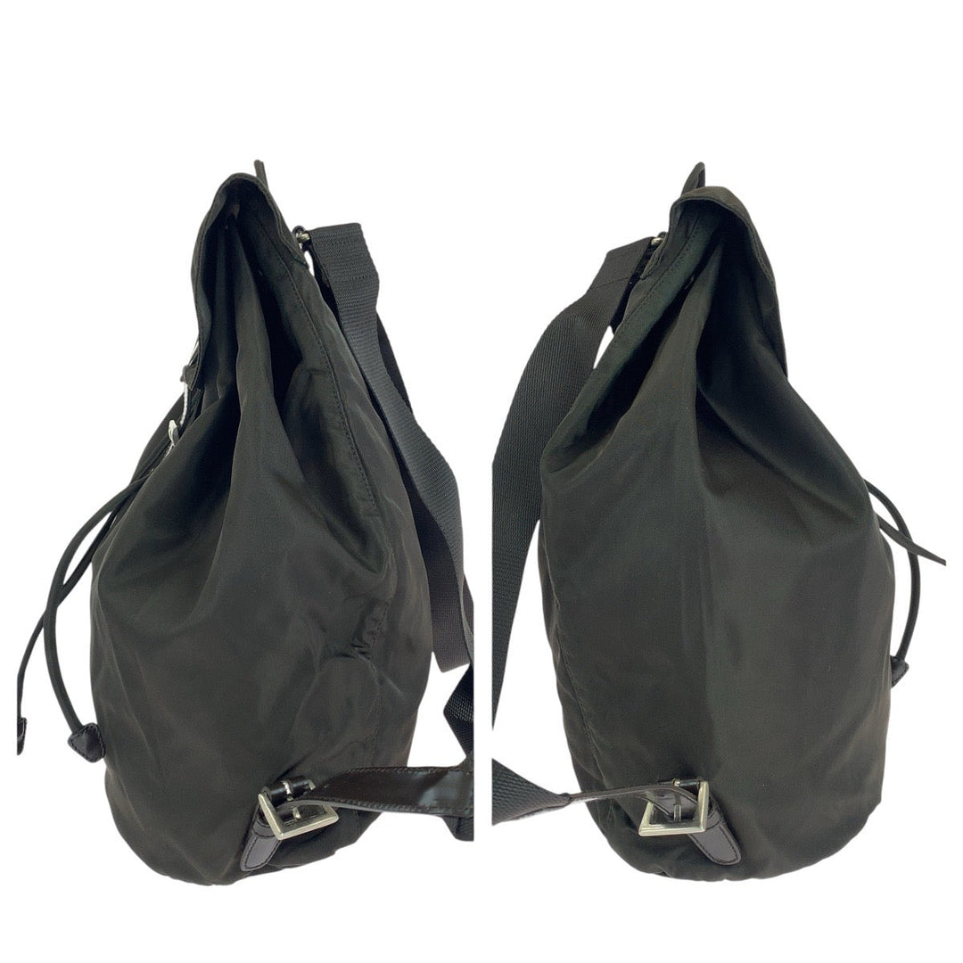 PRADA Backpack Nylon, Leather Brown Backpacks & Daypacks Backpacks Test Triangle With logo Women Used Authentic