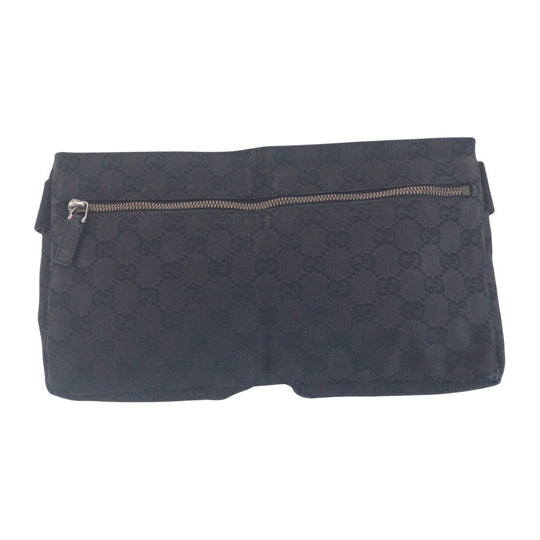 GUCCI Sling bag 23566 GG canvas, leather BlackSilverMetal Sling bag, waist pouch, bum bag mens Used Authentic