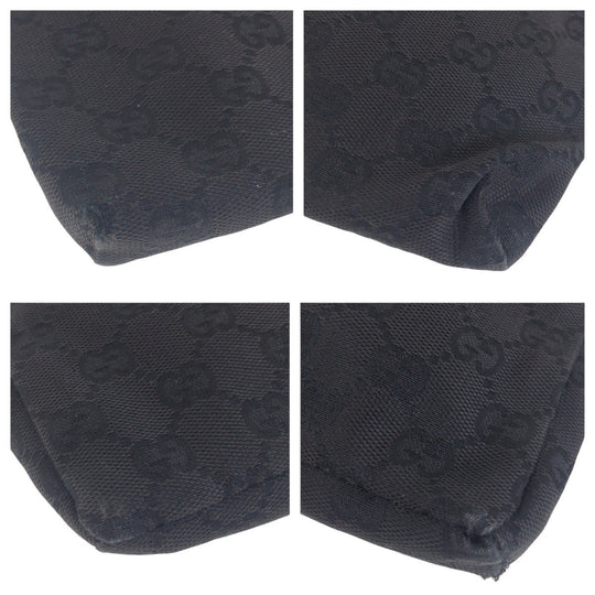 GUCCI Sling bag 23566 GG canvas, leather BlackSilverMetal Sling bag, waist pouch, bum bag mens Used Authentic