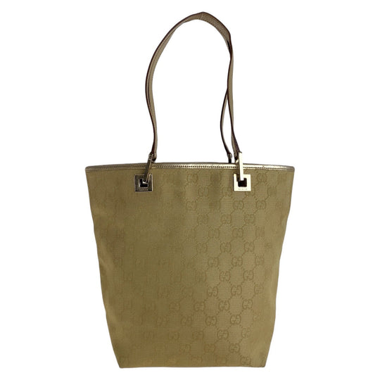 GUCCI Tote Bag 002 1099 GG canvas, leather gold Tote Bag Shoulder Bag Women Used Authentic