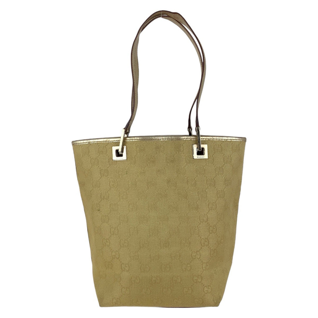 GUCCI Tote Bag 002 1099 GG canvas, leather gold Tote Bag Shoulder Bag Women Used Authentic