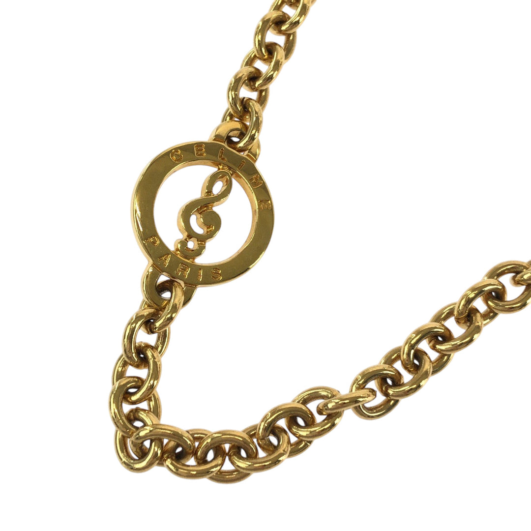 CELINE Necklace metal gold Necklace Musical note motif Women Used Authentic