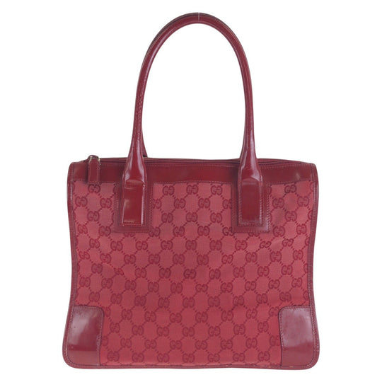 GUCCI Tote Bag GG canvas, enamel Red Gold Metal Tote Bag handbag Women Used Authentic